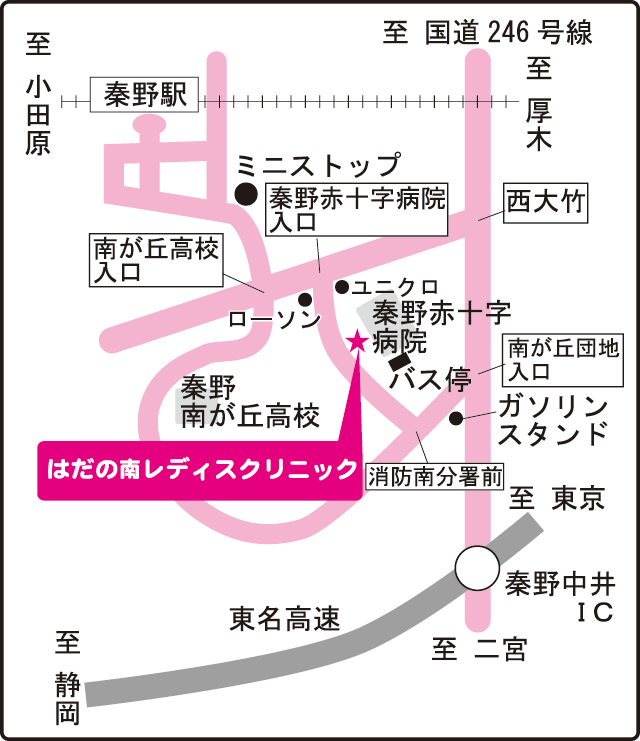 はだの南レディスクリニックの地図